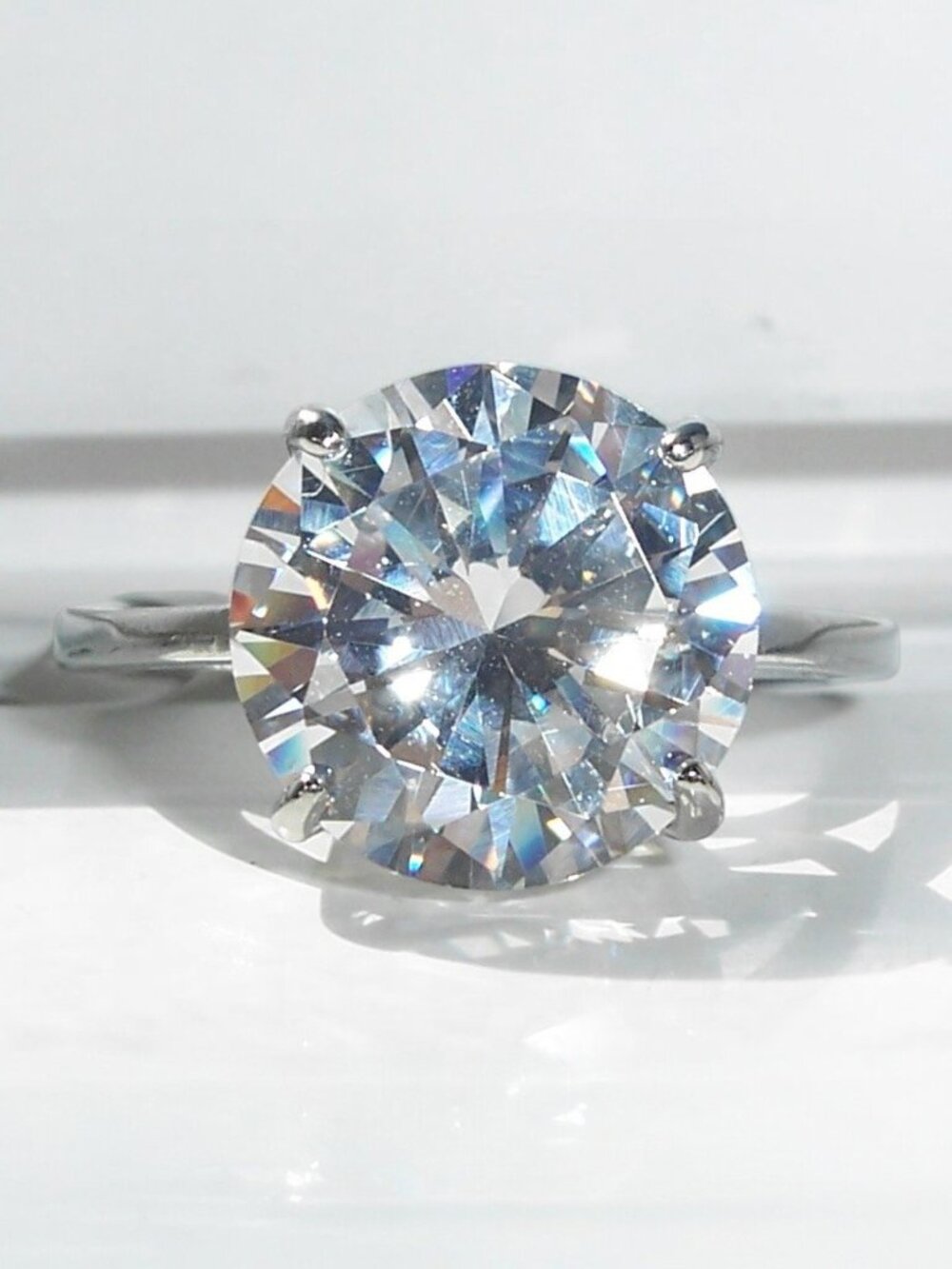 STAINLESS STEEL Round Cut Cubic Zirconia Solitaire Ring